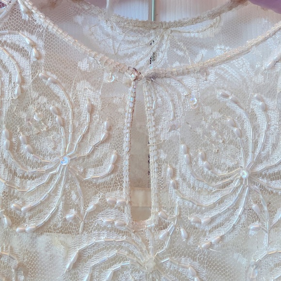 WEDDING DRESS 2 PIECES DROP SHOULDER DROP WAIST BEADED BY CREATIVE CREATIONS XXL - Picture 8 of 15